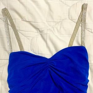 Ruched Cocktail Dress w/ Rhinestone Straps